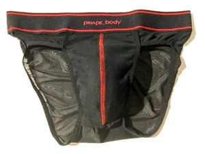 Rare PRIAPE BODY Mens Black Fine Mesh Sheer Sport Bikini Brief Underwear sz M - Picture 1 of 14