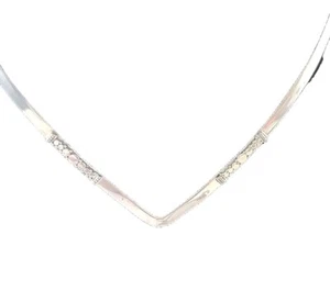 Sarda Sterling Silver 925 Choker Necklace Collar V Shaped - Picture 1 of 3