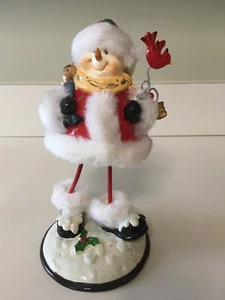 Resin Snowman with Wire Legs and White Furry Trim - Picture 1 of 7