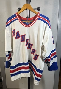 Maglia Hockey Vintage Starter New York Rangers Jeff Beukeboom Bianca Taglia XL - Foto 1 di 12