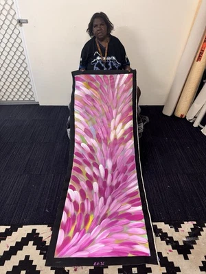 Esther Haywood Petyarre 💕Arte aborigen certificado de autenticidad suministrado. 177cm X 62cm. EH-36 Foto 1 de 4
