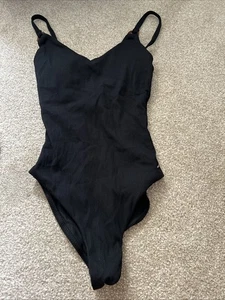 Girls Black Ribbed Swimsuit Padded and Never Been Worn - Picture 1 of 5