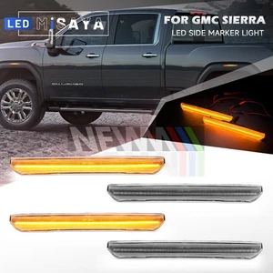 For 20-24 GMC Sierra HD 2500 3500 Front+Rear Amber LED Fender Side Marker Lights - Picture 1 of 11