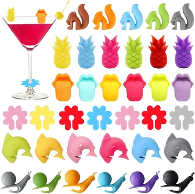 Glasmarker Silikon 36 Stück Wein Trinken Marker Glasmarkierer Bunte Glas Markier - Bild 1 von 4