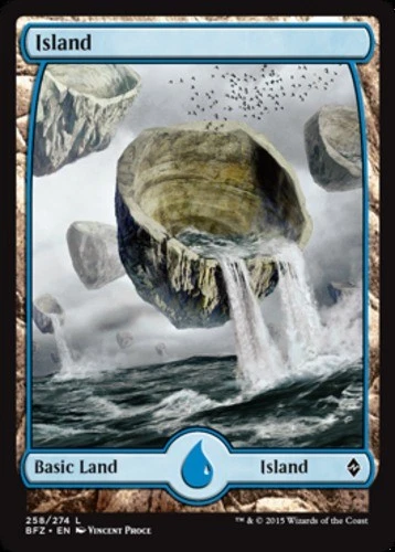 1 x Island (258) - Foil - Full Art - Battle For Zendikar - Moderate Play - MTG - Image 1 of 1