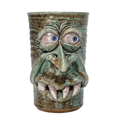 Taza Tom Phelps Pottery cara fea copa copa firmada Bower 2006 Monster Scary LEER Foto 1 de 4