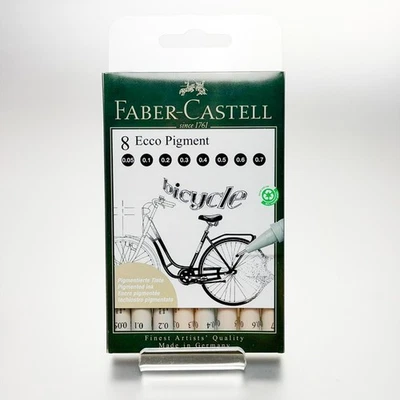 Faber-Castell Ecco Pigment Fineliner, 8er Etui, schwarz (166008) - Bild 1 von 2