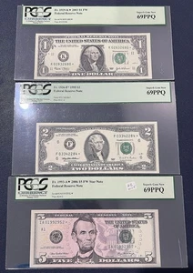 Satz 1 $ 2 $ & 5 $ Star Notes ALLE PCGS 69 PPQ - Bild 1 von 9