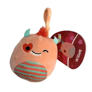 Squishmallow Kellytoy Plush Clip-On 3.5" Willett the Monster Valentines 2024 NWT - Picture 1 of 7