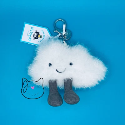 AUTHENTIC Jellycat AMUSEABLE CLOUD BAG CHARM New BNWT RETIRED HTF White Plush - Image 1 of 4
