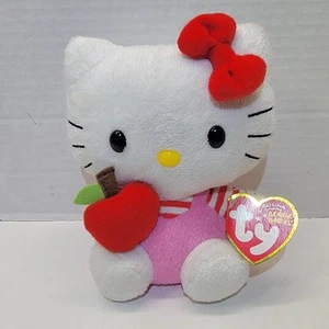 Sanrio Hello Kitty 6" Plush Red Apple TY Beanie Baby w/Pink Overalls New w/ Tags - Picture 1 of 12