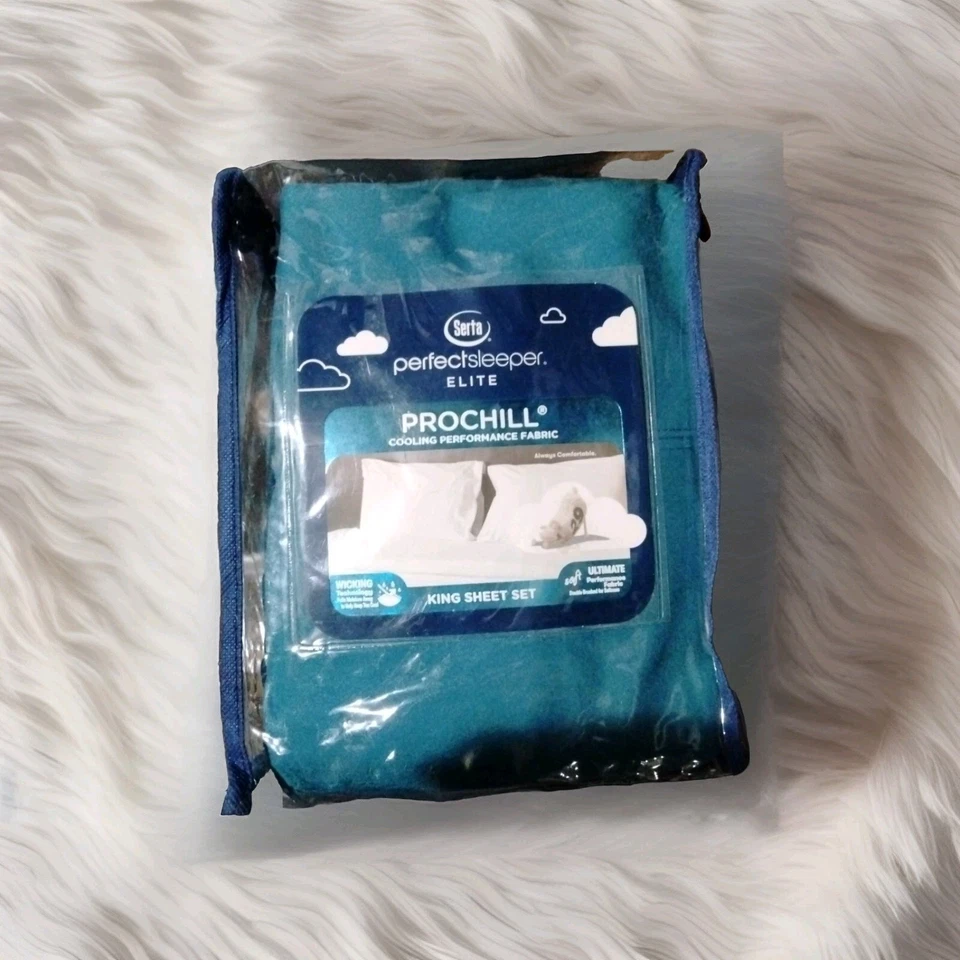 2 Pc KING Teal Serta Perfect Sleeper Elite Prochill Cooling Sheet Set NEW - Image 1 of 1