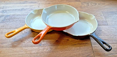 Sartén Le Creuset 3 Número 16 Amarillo Naranja Negro Años 60 Usada Foto 1 de 4