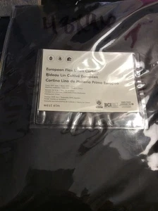 West Elm ein (1) europäischer Flachs Leinen Vorhang 48x96 schwarz Baumwolle gefüttert Neu mit Etikett! - Bild 1 von 1