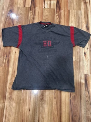 Camiseta Harley Davidson Vintage Rayas Rojas y Grises Talla 2XL Foto 1 de 4