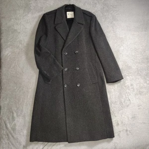 Vtg London Fog Men's Charcoal Grey Long Wool Double Breasted Overcoat Sz 40 Long - Picture 1 of 12