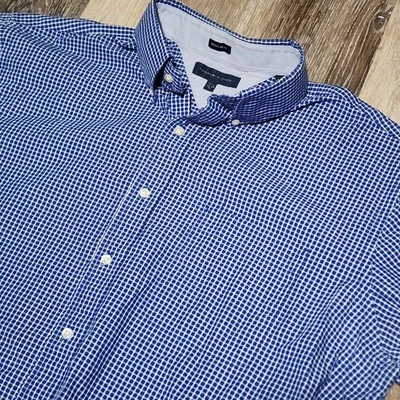 Camisa Tommy Hilfiger Para Hombre XL 17-17.5 34/35 Azul Cuadros Ajuste Regular Con Botones Foto 1 de 4
