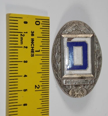 Raro 1928 Durant Coche Radiador Emblema Insignia Logo Ovalado Metal Azul Blanco Esmalte Foto 1 de 4