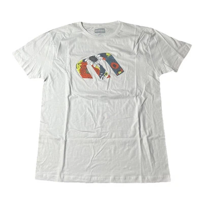 Camiseta Etnies Skateboarding L Blanca Aloha Multicolor Logo Gráfico Camiseta Nueva con Etiquetas Rara Foto 1 de 4