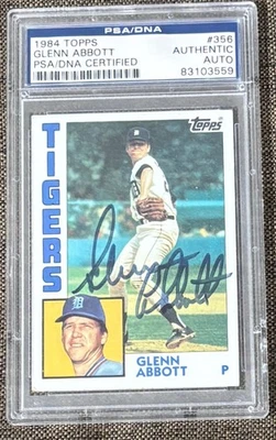 1984 TOPPS BASEBALL AUTOGRAPHED GLENN ABBOTT CARD #356 PSA/DNA AUTHENTIC AUTO - Image 1 of 2