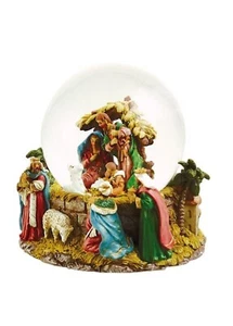 Grande Musique Noël Crèche En Sphère Verre Diam.12 Mélodie Silent Night 60047 - Picture 1 of 2