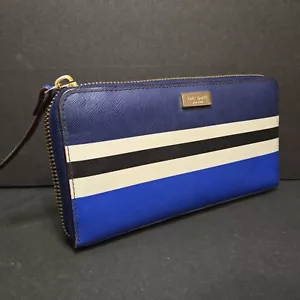 Kate Spade 8" Geldbörse New York Doppelfaltung maritim Streifen blau weiß umlaufender Reißverschluss - Bild 1 von 20