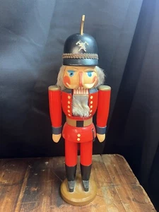 Vintage Erzgebirge Nutcracker Soldier Wooden Handmade Made in Germany 15" - Picture 1 of 8