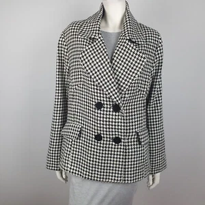MAYA Plus Size 20 Jacket Coat Wool Blend Check Herringbone Cream Black Women - Picture 1 of 12