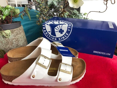 Birkenstock Arizona Sandali Eva Studded - EUR39, Bianco Shine - Fibbie dorate - Immagine 1 di 4