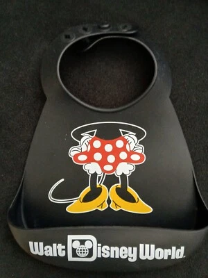 Walt Disney World Mini Mouse Babero Negro con Atrapa Migas Silicona Ajustable Foto 1 de 3