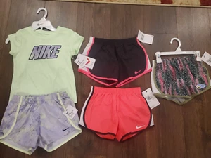 New Lot 5 NIKE SPORT AUTHENTIC TODDLERS GIRLS ORIGINAL 2Pc SHORTS SET Sz 6 - Picture 1 of 9