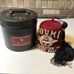 Vtg Boumi Director String Band Shriner Fez Hat With Tassel SEE - Picture 1 of 11