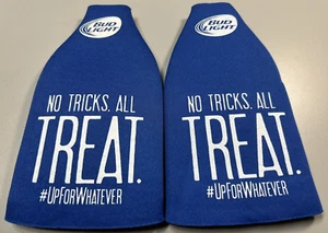 Set of 2 BUD LIGHT "No Tricks, All Treat" Beer Bottle Koozie Coozie Insulator - Picture 1 of 5