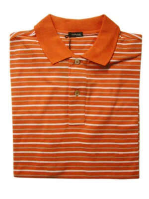 Camisa polo Kiton M listrada laranja algodão pique - Imagem 1 de 3