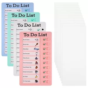 4 Pcs Chore Chart for Kids Reusable to Do List Memo RV Checklist Board Slidin... - Picture 1 of 8