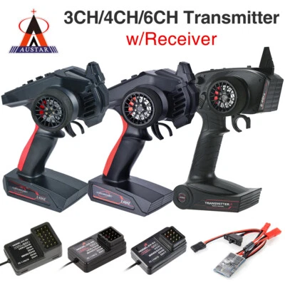 AUSTAR RC Transmitter Receiver 2.4G 3CH 4CH 6CH Kit for RC 1/10 1/8 Car - Image 1 of 4