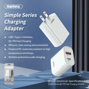Remax 18W/QC3.0 Fast Charger USB-C Power Adapter PD Cable For iPhone 12 11 8 XR  - Picture 1 of 5