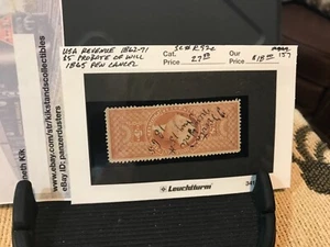 US Scott R92c $5 Probate of Will - 1865 Cancel - Nice Example - SCV $27.50 - Picture 1 of 2