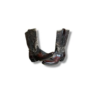Vintage 70s Wrangler Leather Cowboy Boots Western Style Detailed Upper Size 8.5 - Picture 1 of 13
