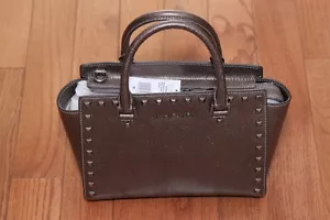 NWT Michael Kors Selma Medium Stud Satchel Handbag Purse Cinder - Picture 1 of 9