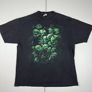 Vintage 90s Skull Pile Graphic T Shirt Black XL - Picture 1 of 6