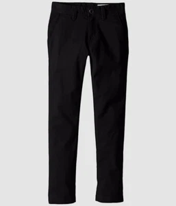 $50 Volcom Boys Kids Black Stretch Casual Mid-Rise Chino Trousers Pants 28W - Picture 1 of 1