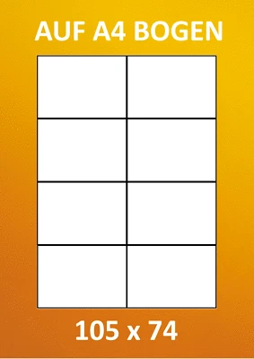 PREMIUM ETIKETTEN 105 x 74 MM AUF A4 BOGEN KOMP. ZWECKFORM HERMA