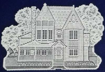 Alfombra de encaje 13" x 20" Casa Blanca Den Salón Dormitorio Artesanía Foto 1 de 3