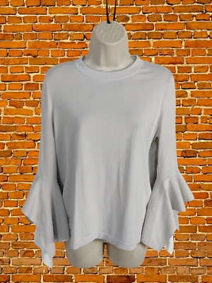 WOMENS COS SIZE EUR SMALL SILVER FINE RIB BLOUSE TOP LONG SLEEVE ASYMMETRIC CUFF - Image 1 of 4