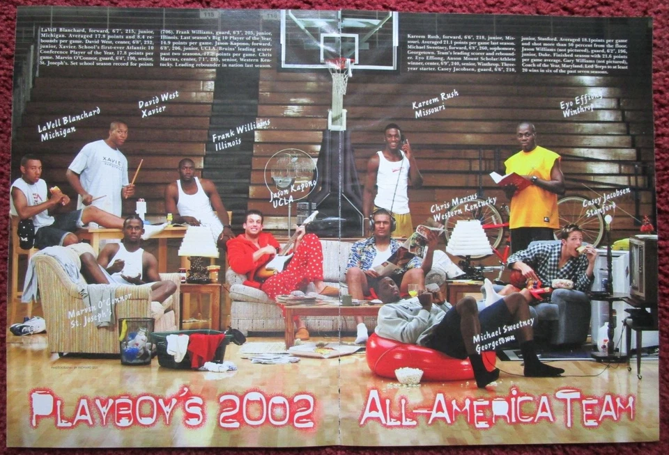 2002 PLAYBOY All-American College Basketball Team 2-Pg ~ Kareem Rush, David West - Изображение 1 из 1