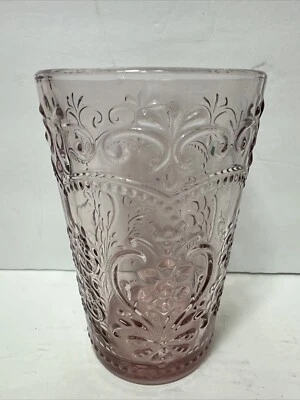 Vaso Amelia de vidrio en relieve rosa rosa 5,25" T Pioneer Woman Foto 1 de 4