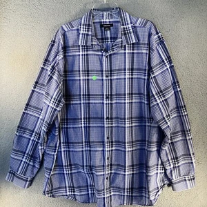 Claiborne Shirt Mens 2XLT Blue Plaid Long Sleeve Button Up 100% Cotton Work  - Picture 1 of 12