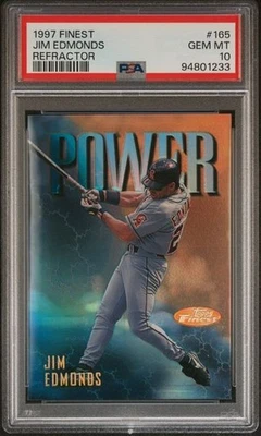1997 TOPPS FINEST JIM EDMONDS (RARE REFRACTOR) #165  PSA 10 - Image 1 of 2