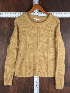 Madewell Charley Alpaca Blend Sweater Pointelle Pullover Knit Tan Womens Small - Picture 1 of 6
